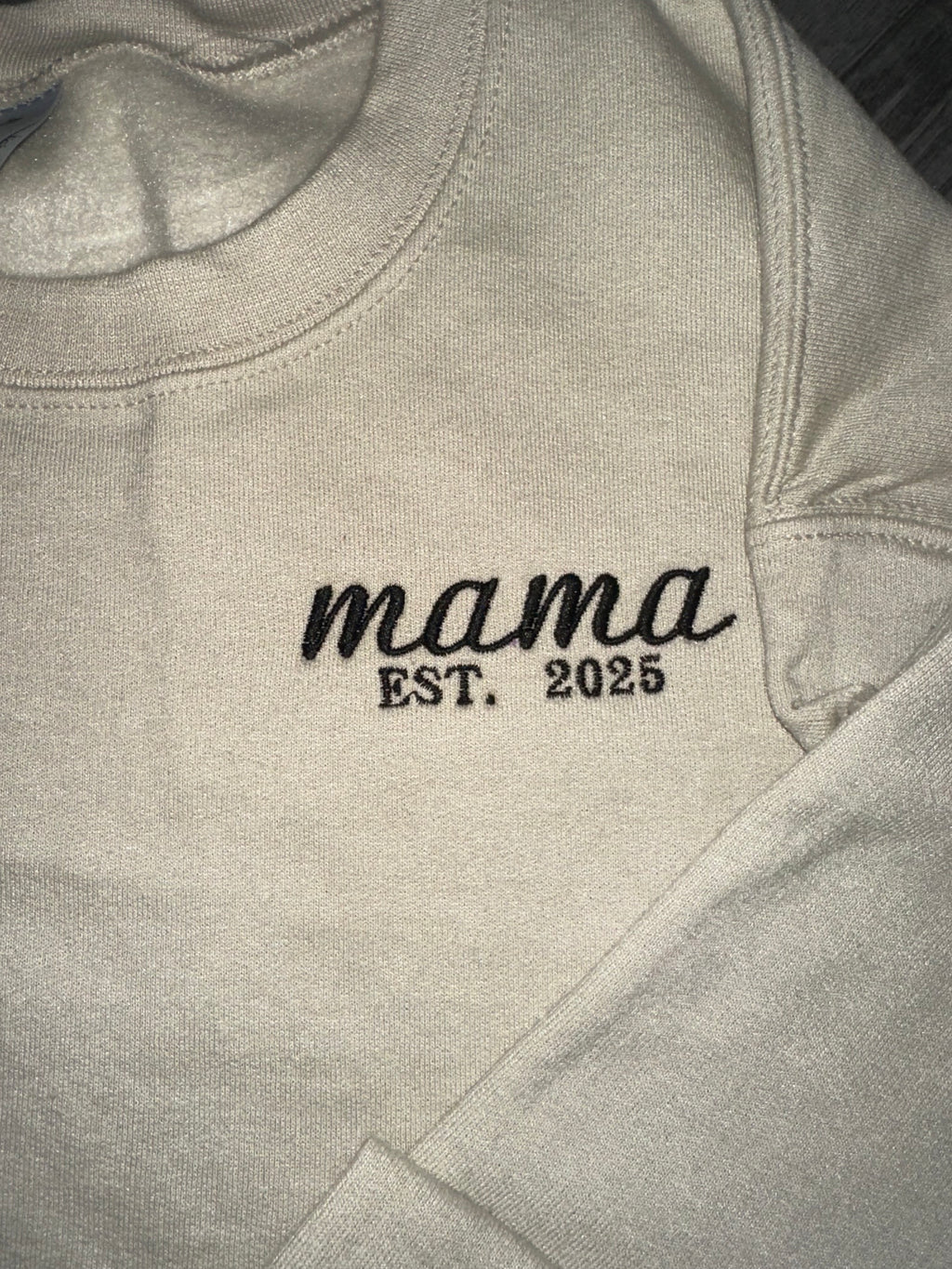 Mama Embroidered Sweatshirt with Custom Name Sleeve | Minimalist Mom Gift