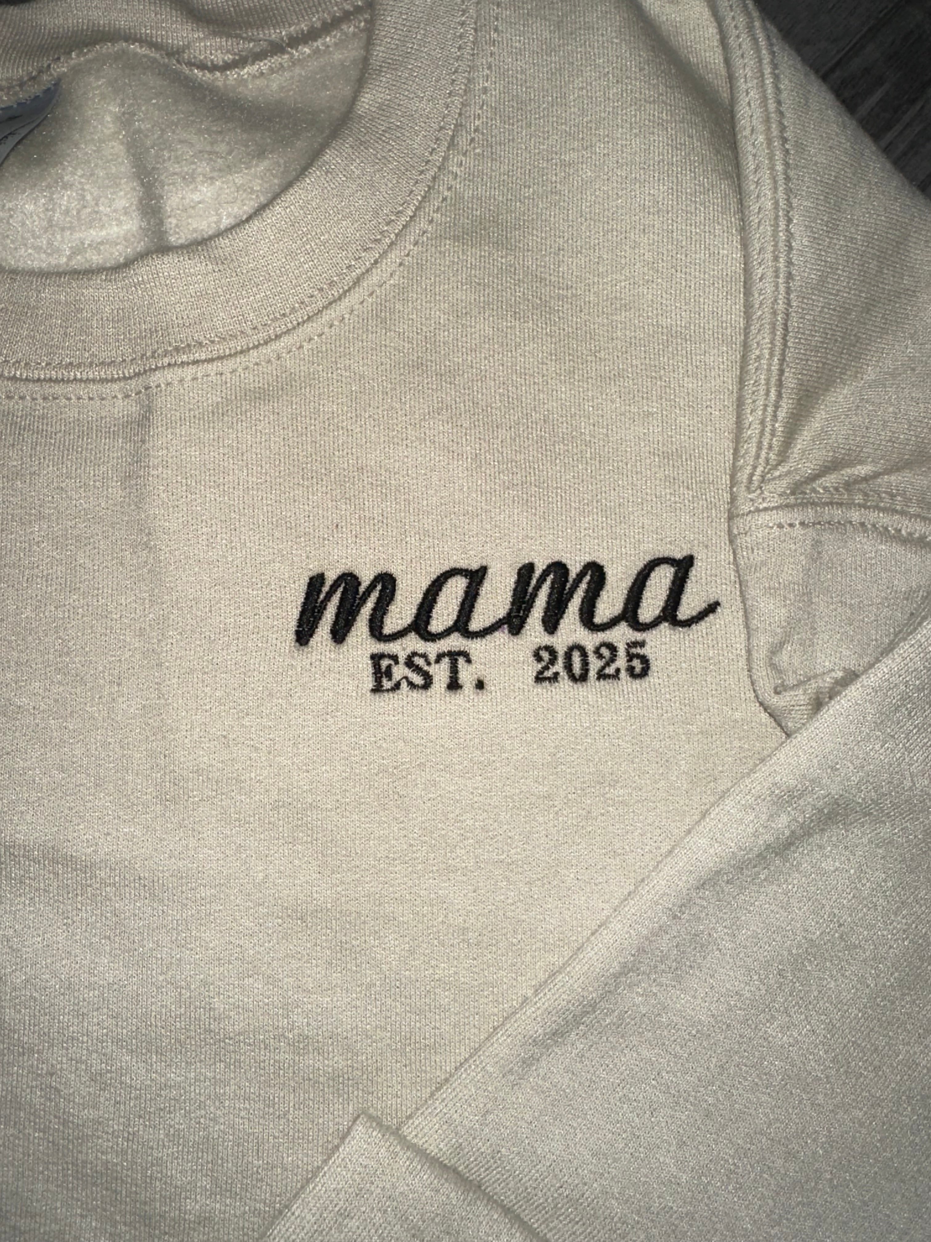 Mama Embroidered Sweatshirt with Custom Name Sleeve | Minimalist Mom Gift