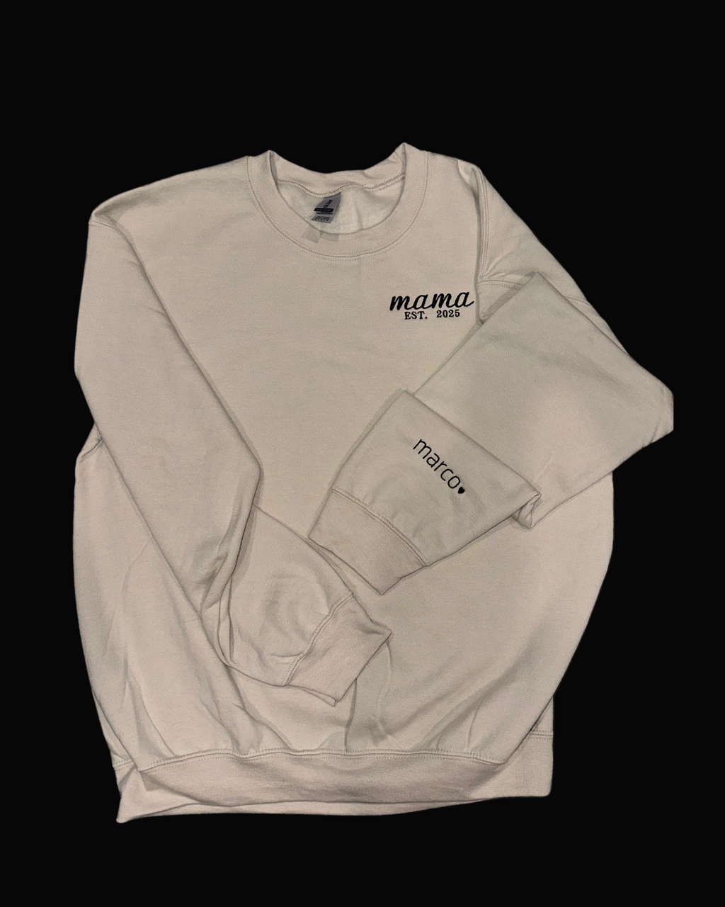 Mama Embroidered Sweatshirt with Custom Name Sleeve | Minimalist Mom Gift